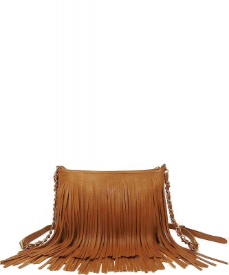 Fringed Shoulder Bag Tassel Cross Body E031 TAN